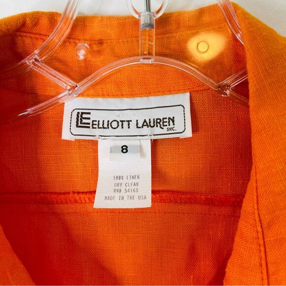 Elliott Lauren orange linen cropped button coastal lightweight jacket 8 - Picture 4 of 5
